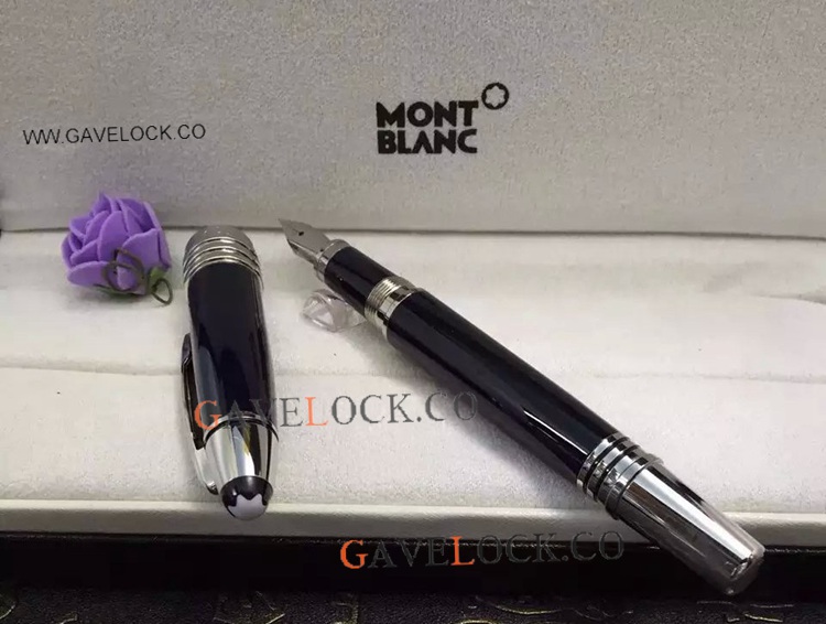 Copy JFK Montblanc Fountain Pen Black&Silver Copy JFK Montblanc Fountain Pen Black&Silver